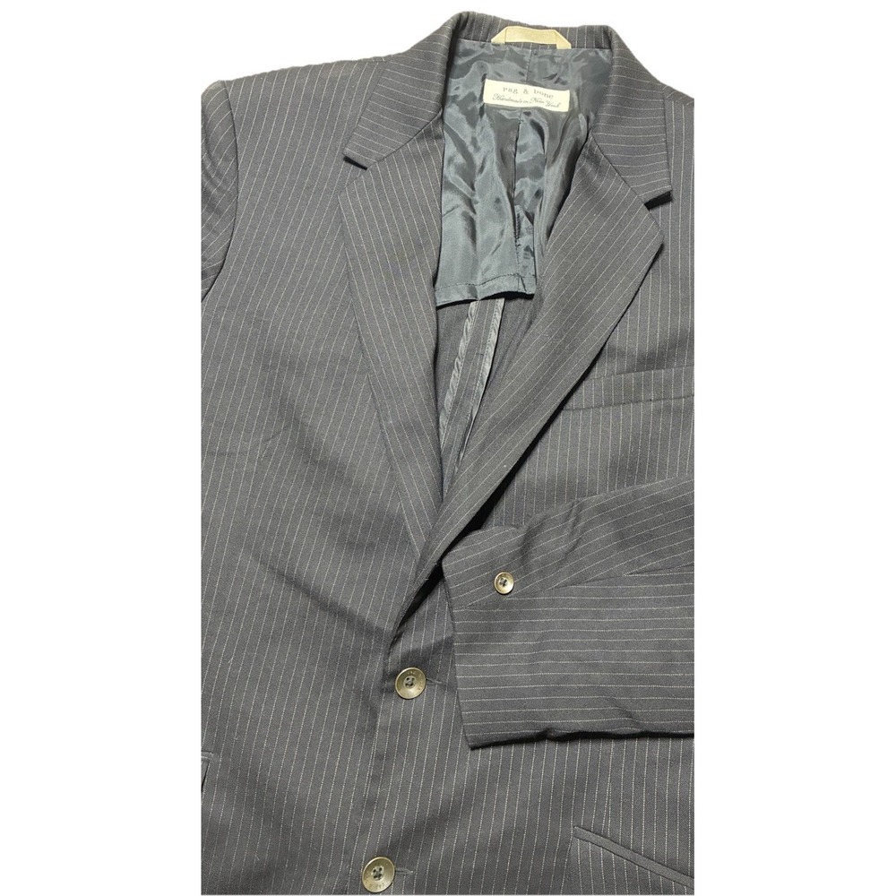 Rag & Bone Blazer Men 42 Black Pinstripe Wool Handmade In NY Work Casual Preppy